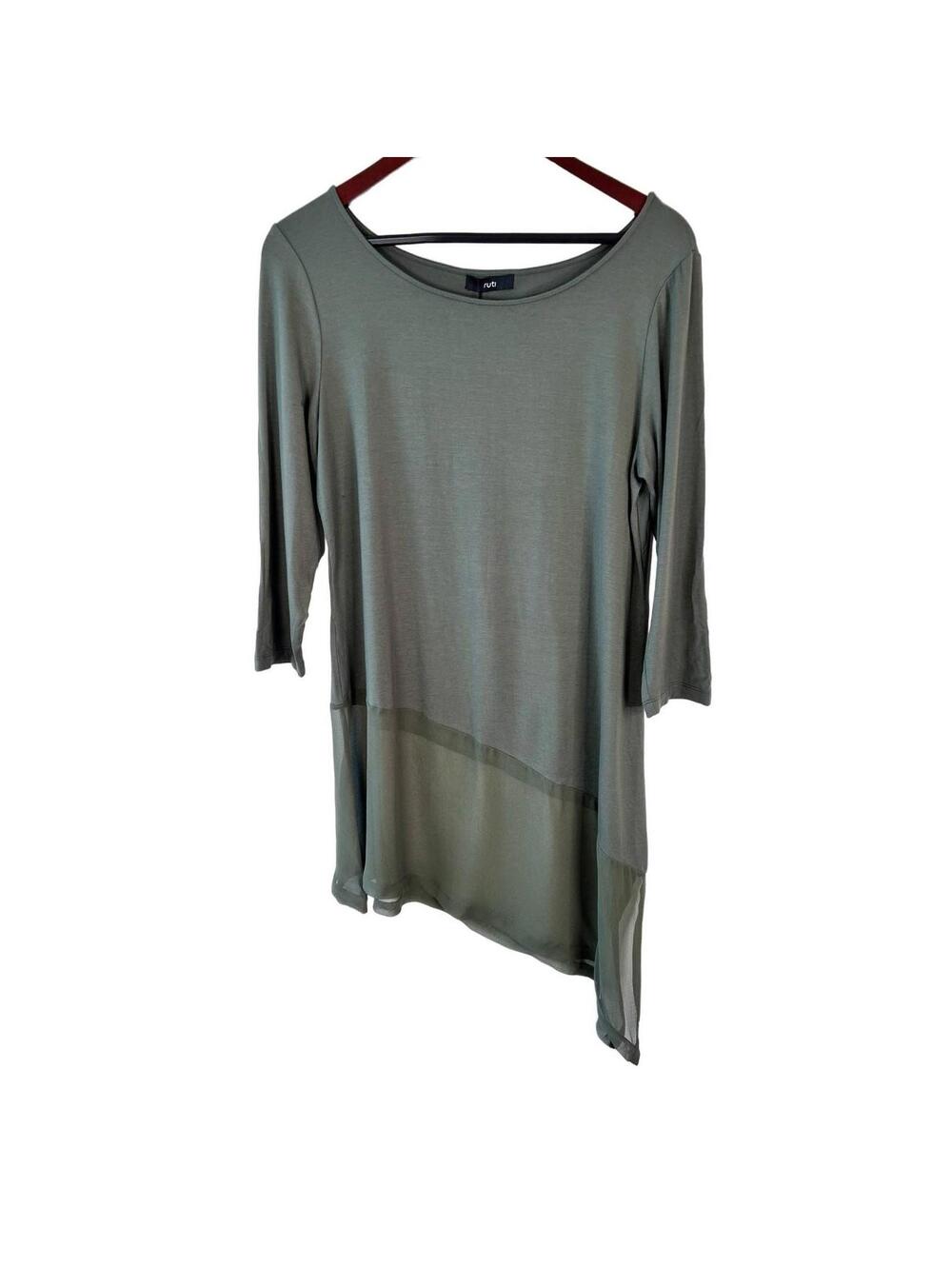 Designer Ruti Sze Medium 10 Petunia Como Top Dress Shirt Olive Green Beetlee NWT